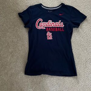 Nike Navy Blue Cardinals Baseball Short Sleeve Tee with Red Logo